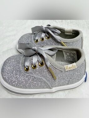 KEDS X KATE SPADE NB  Baby Girls Silver Glitter Shoes